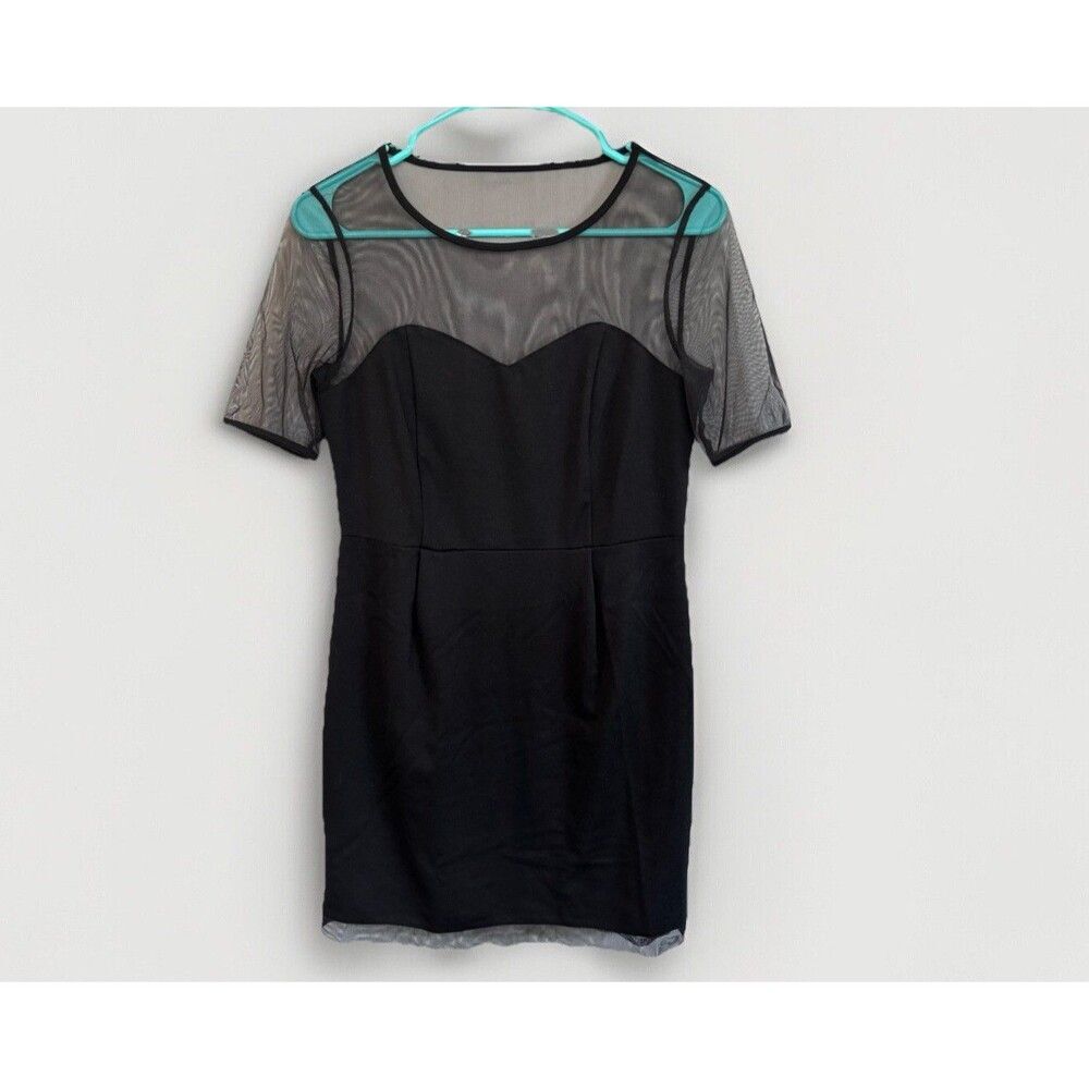 Mac + Jac Black Sweetheart Mini Dress Size M Stretchy Mesh Zip Sexy